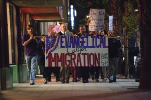 Members of the Fuller Seminary community march for immigration reform in Pasadena, California