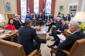 Immigration activists meet with President Barack Obama in the White House