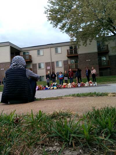 Street shrine in honor of Michael Brown at Canfield Greens where he was killed