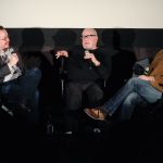 Justin Chang, Paul Schrader, and Kutter Callaway discussing First Reformed
