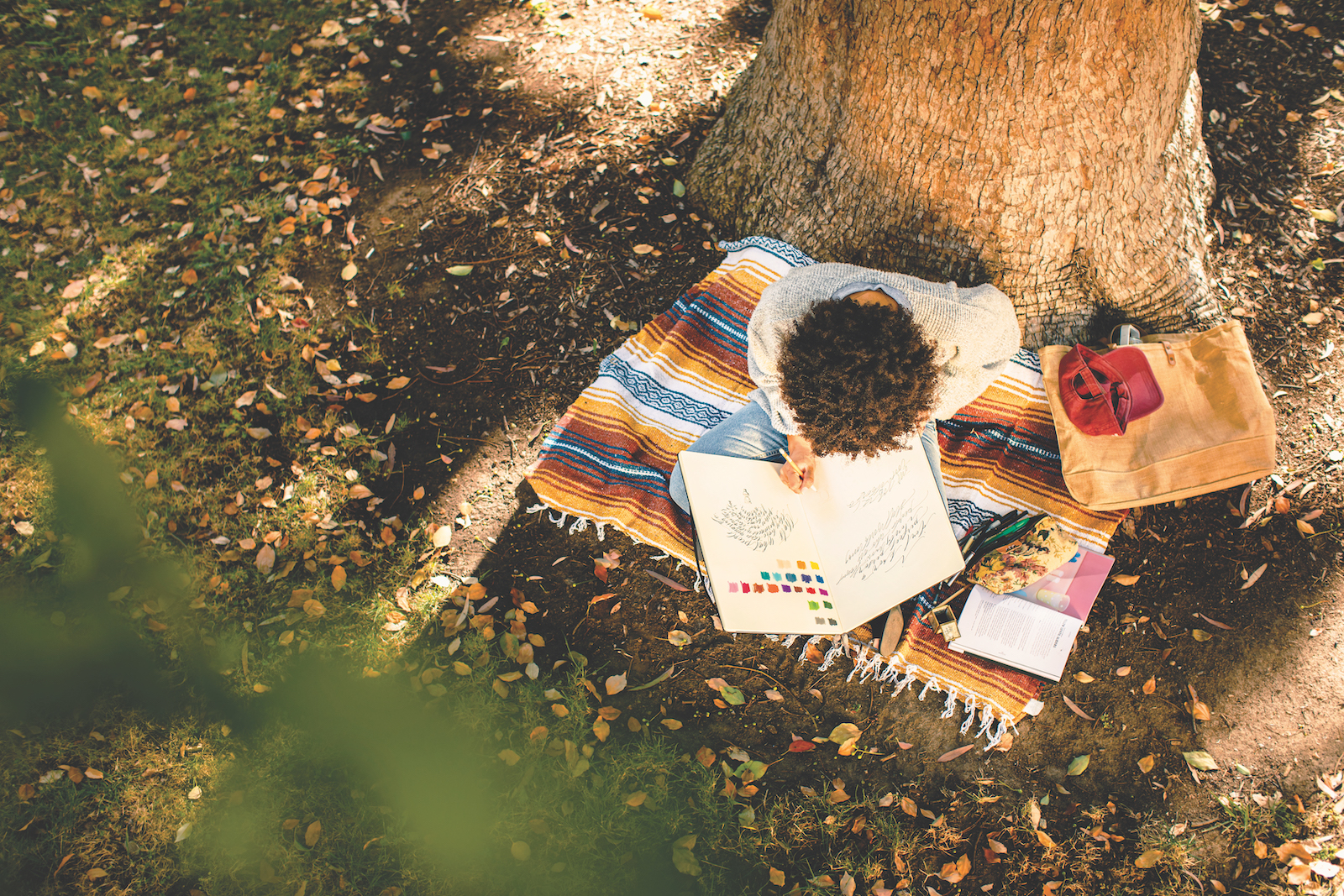 woman working on a blanket