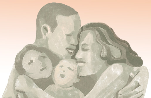 family hugging illustration