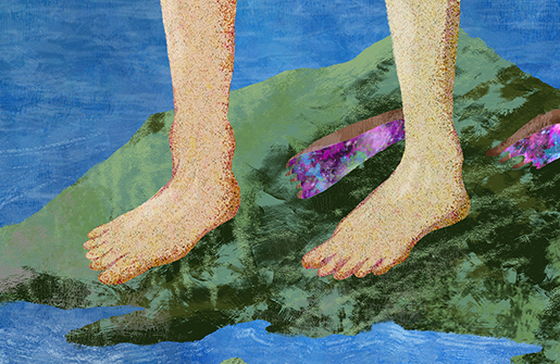 illustration of feet on shore
